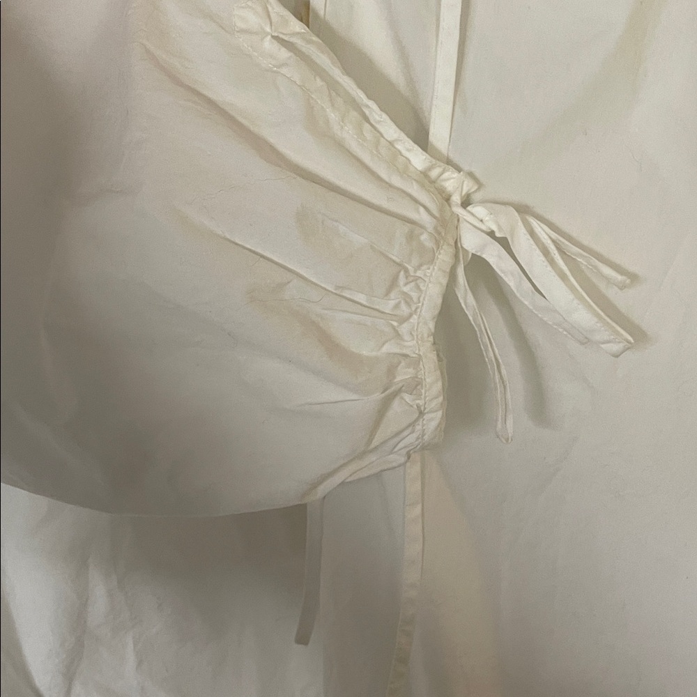 J. Crew White Button-Up Poplin Blouse with Balloon Sleeves L - Picture 5 of 9